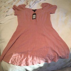 Asos Rose pink Sweetheart neck mini dress Puff Sleeves